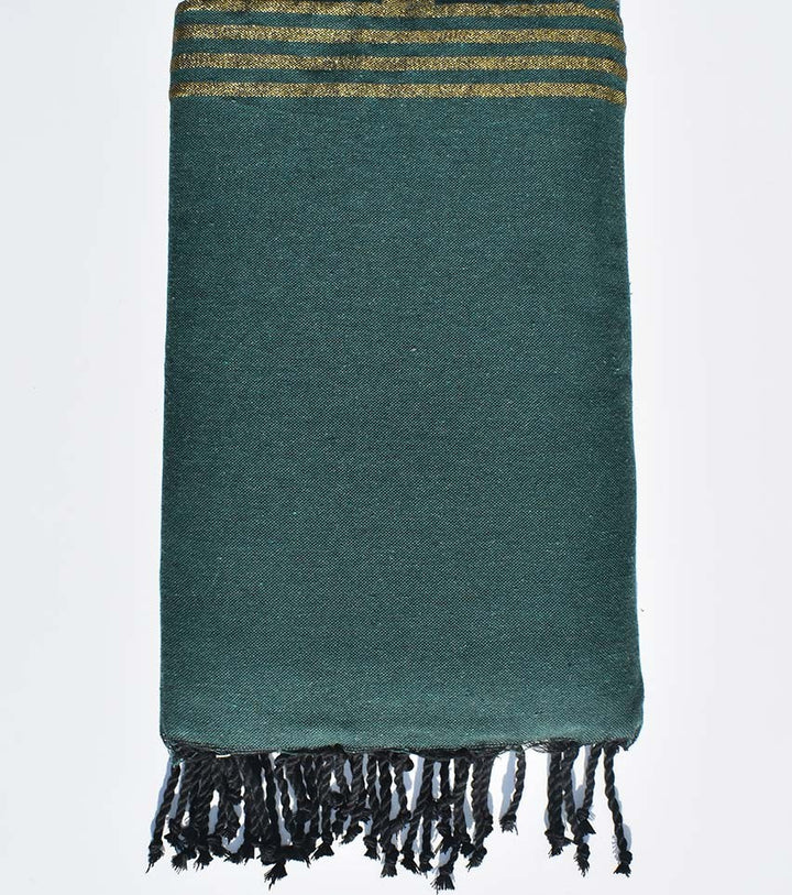 JETé vert foncé au fil lurex doré Fouta Tunisia - 2
