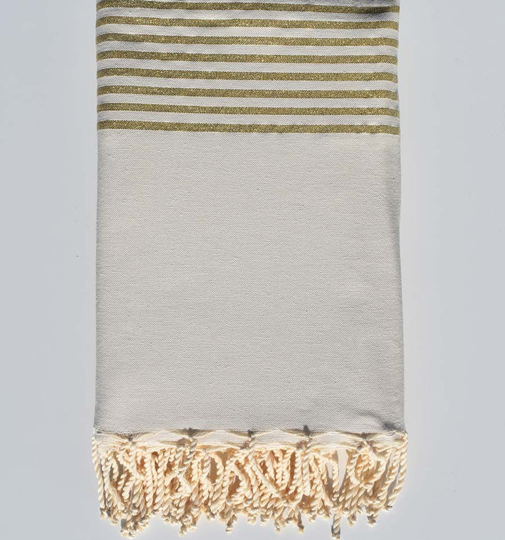 Jeté blanc crème au fil lurex doré Fouta Tunisia - 2