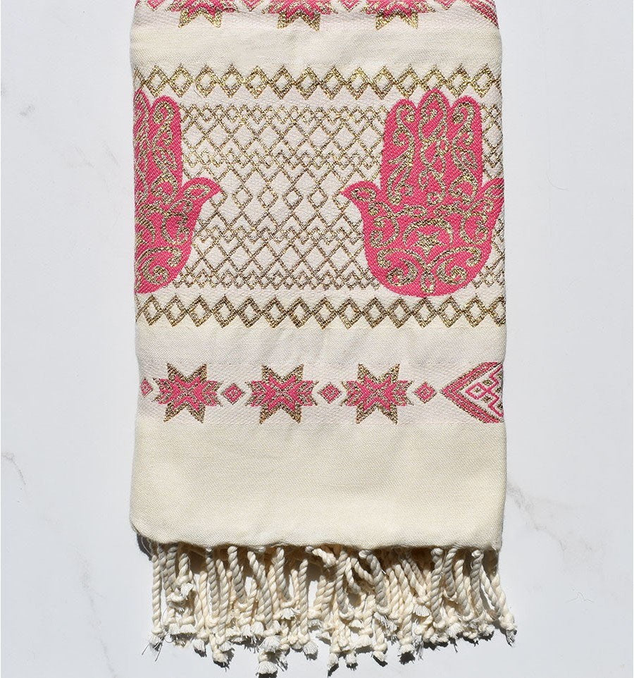 Fouta Khomsa rose foncé Fouta Tunisia - 2