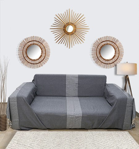 Jeté gris ardoise au fil lurex argent Fouta Tunisia - 2