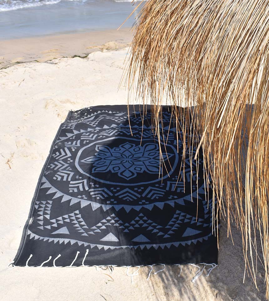 Fouta bohémian couleur noir Fouta Tunisia - 1