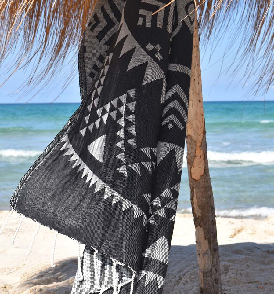 Fouta bohémian couleur noir Fouta Tunisia - 4