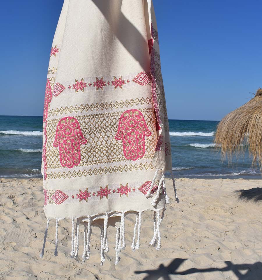 Fouta Khomsa rose foncé Fouta Tunisia - 3