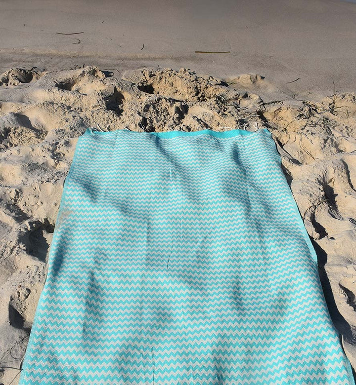 Fouta zigzag bleu vert  - 3