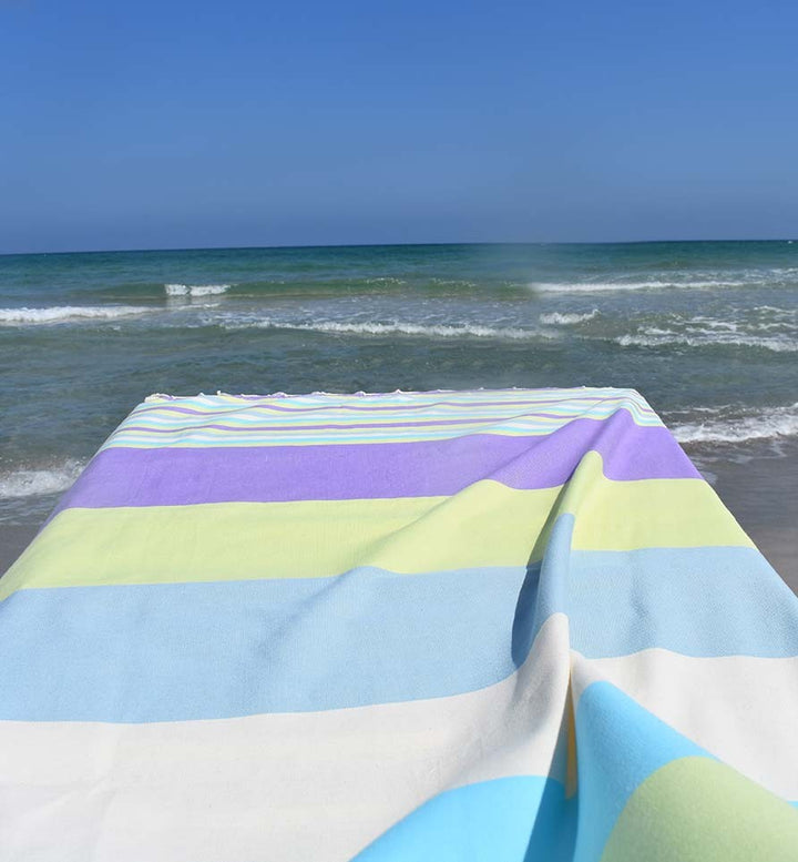 Fouta Plate 5 couleurs mauve avec rayures  - 1