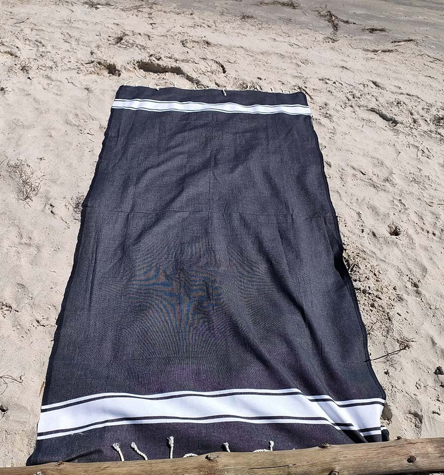 Fouta Plate bleu noir Fouta Tunisia - 1