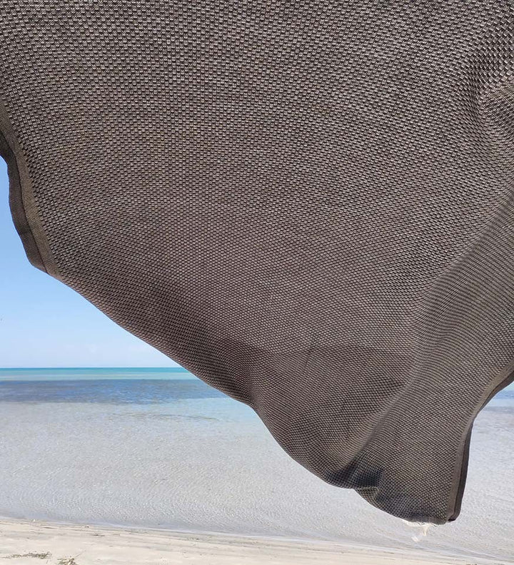 Serviette de plage unie gris fer moyen Fouta Tunisia - 3