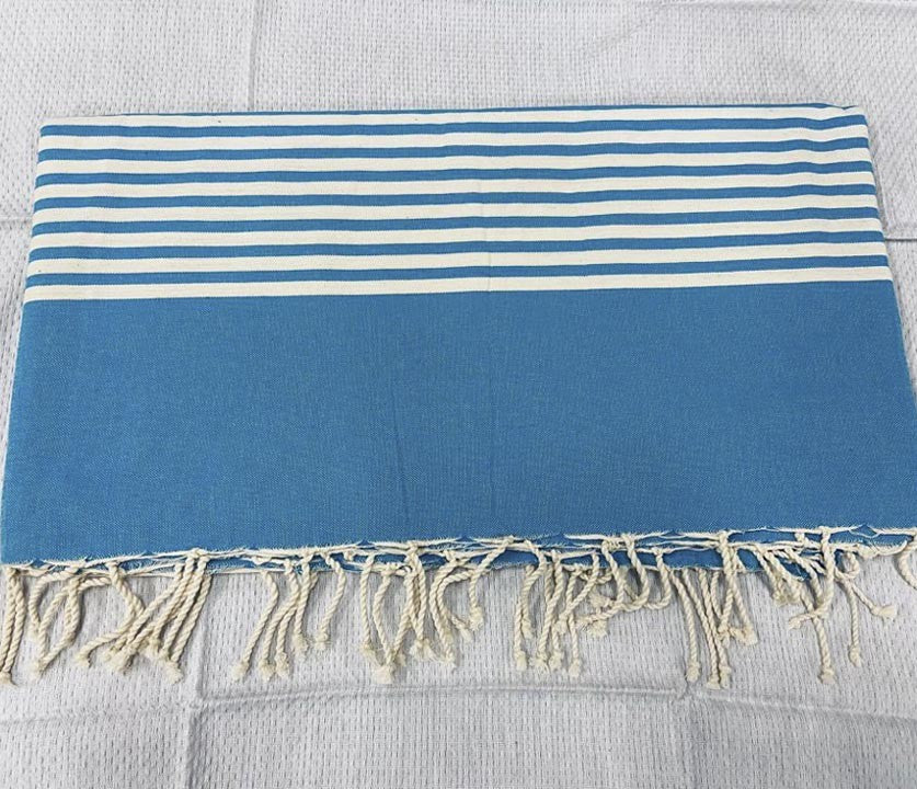 Jeté bleu roi avec rayures  - 1