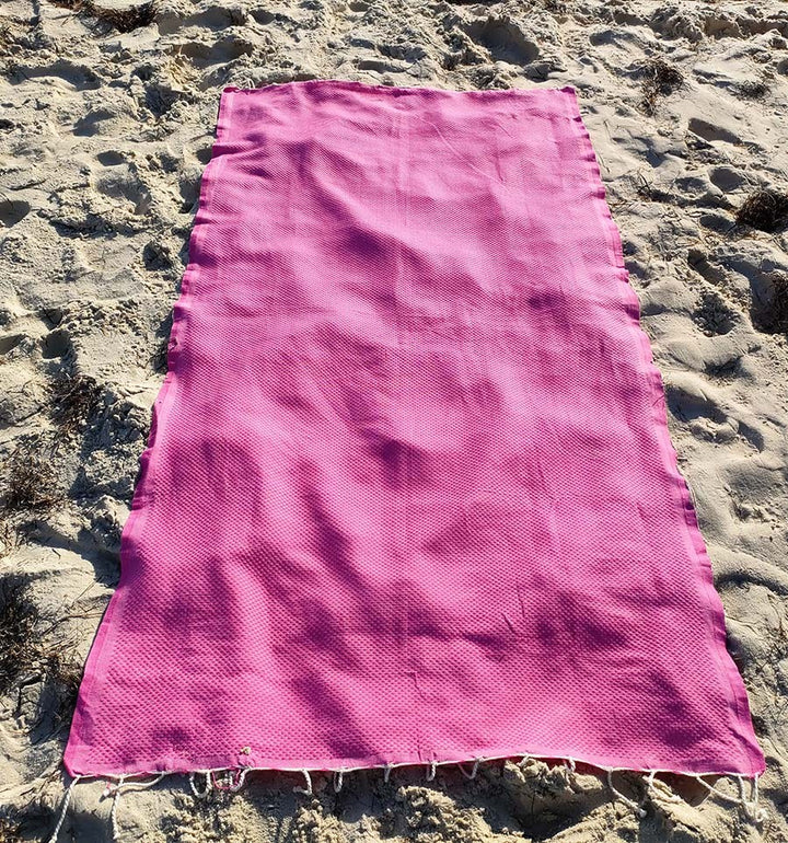 Fouta nid d'abeille unie rose chewing-gum Fouta Tunisia - 4