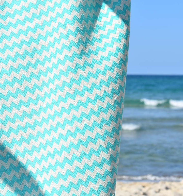Fouta zigzag bleu vert  - 4