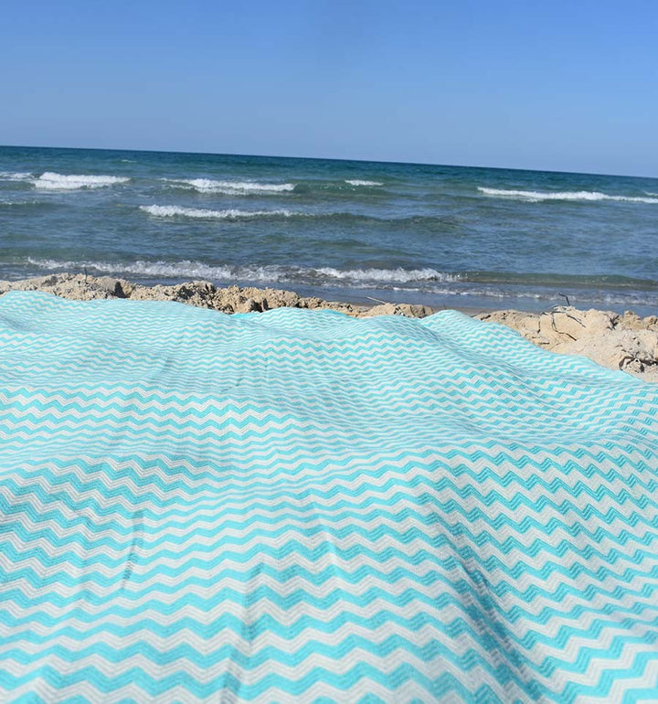 Fouta zigzag bleu vert  - 5