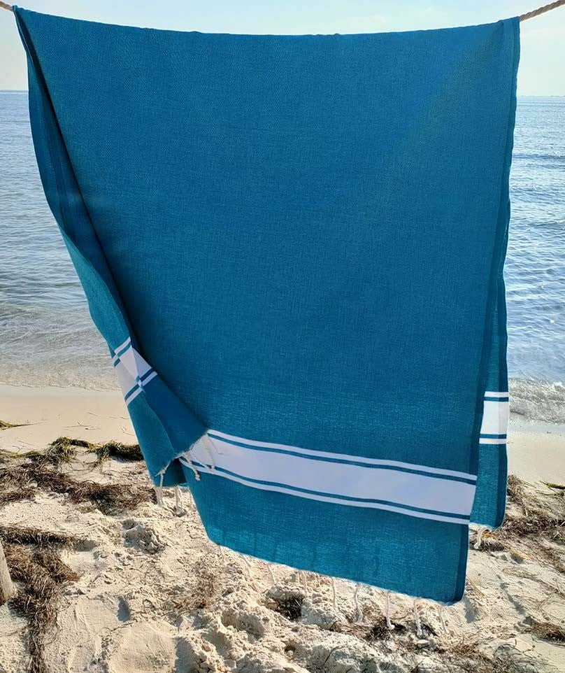 Fouta plate bleu canard  - 1