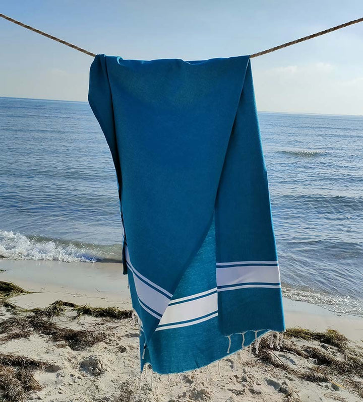 Fouta plate bleu canard  - 3