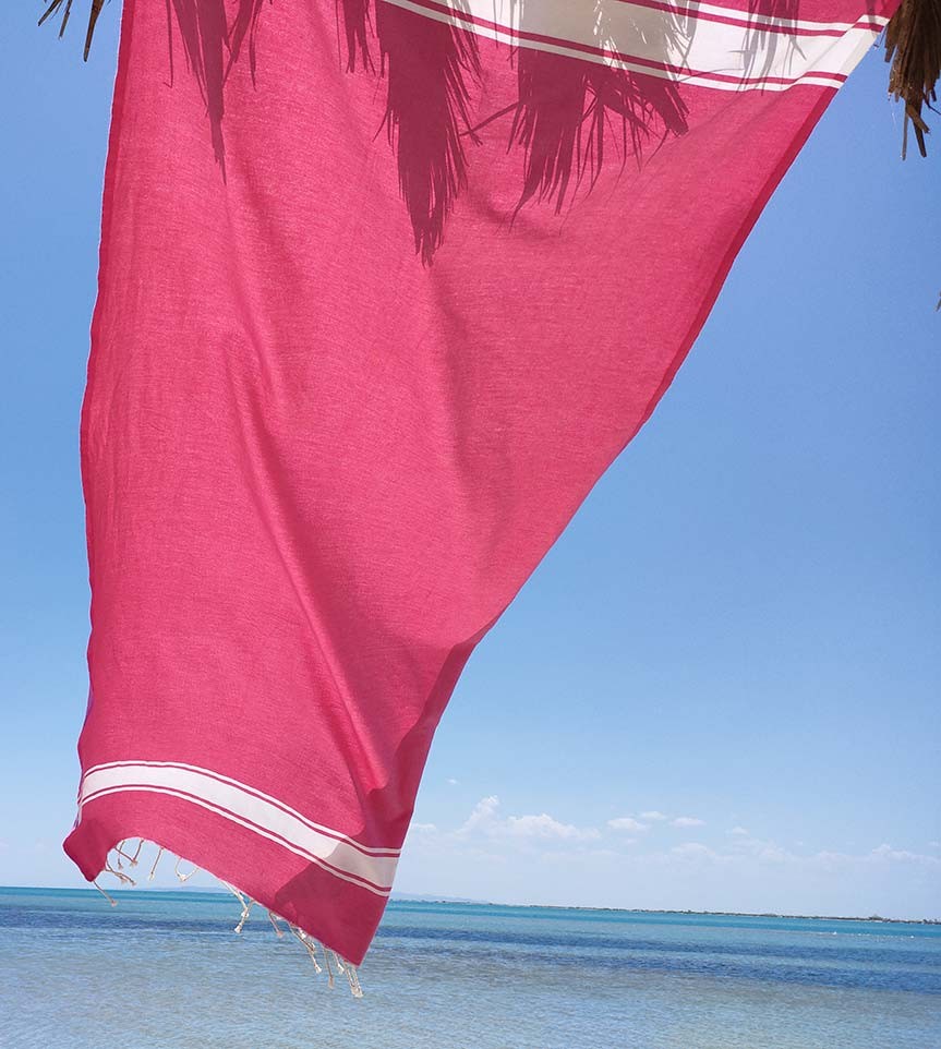 fouta plate rose fushia Fouta Tunisia - 3