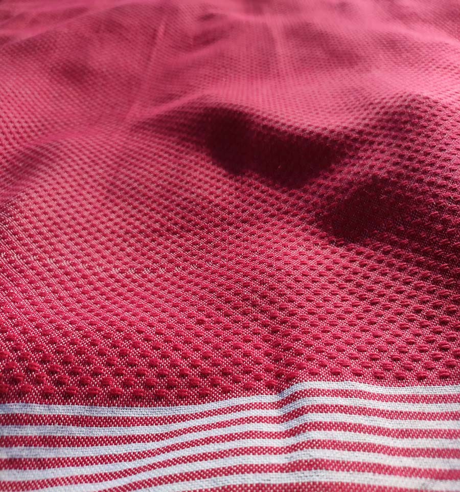 Fouta nid d'abeille rose carmine Fouta Tunisia - 4