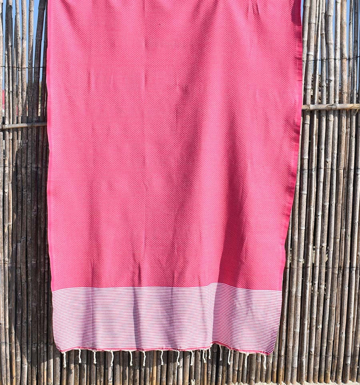 Fouta nid d'abeille rose carmine Fouta Tunisia - 3