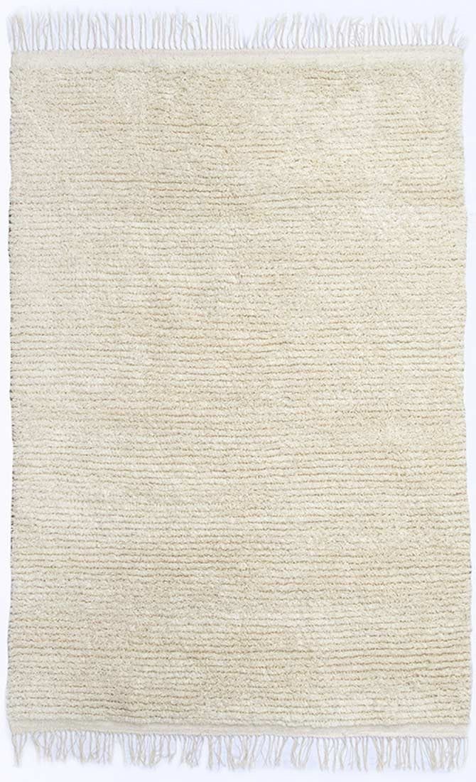 Tapis berbère en pure laine couleur écru Fouta Tunisia - 1