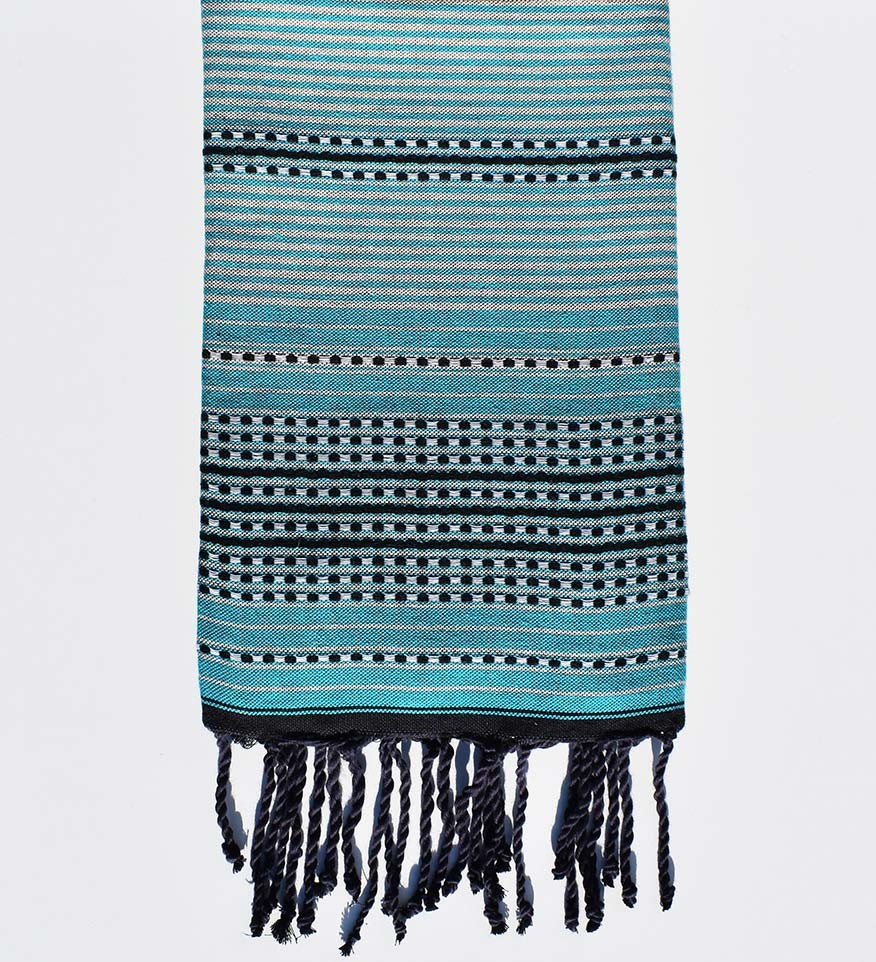 Fouta arabesque couleur sarcelle avec rayures Fouta Tunisia - 1