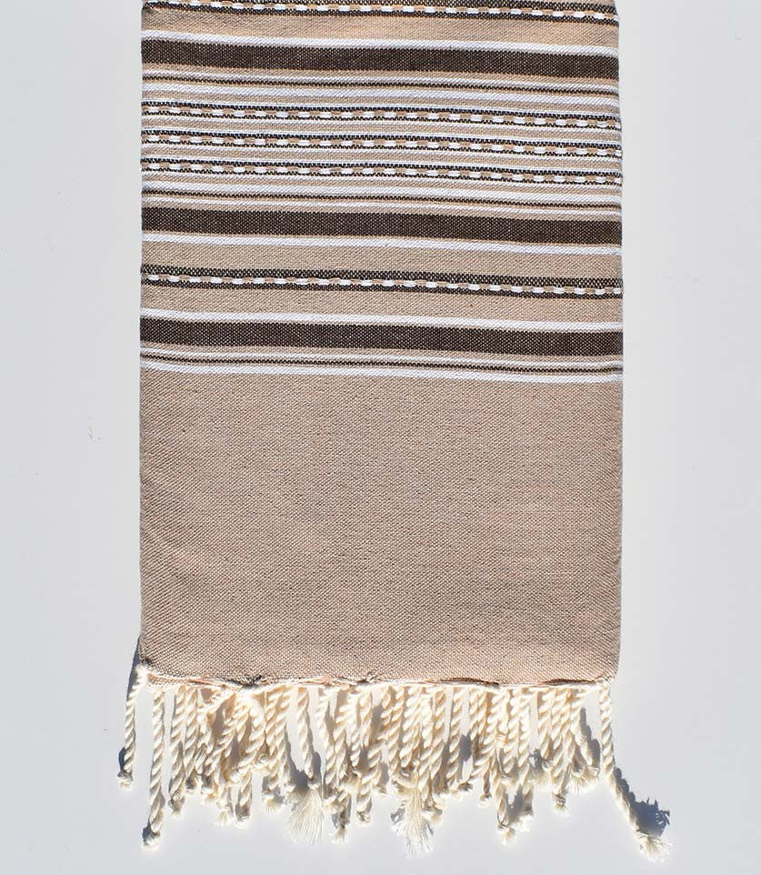 Fouta arabesque beige et marron Fouta Tunisia - 1