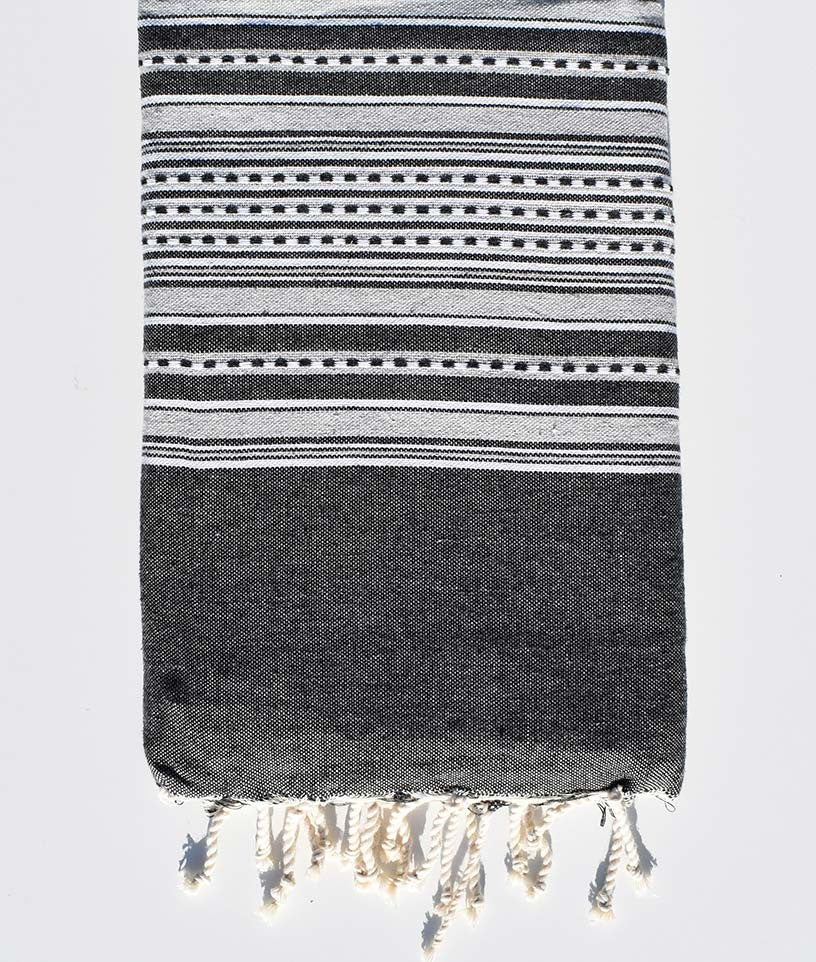 Fouta arabesque gris anthracite rayée gris clair Fouta Tunisia - 1