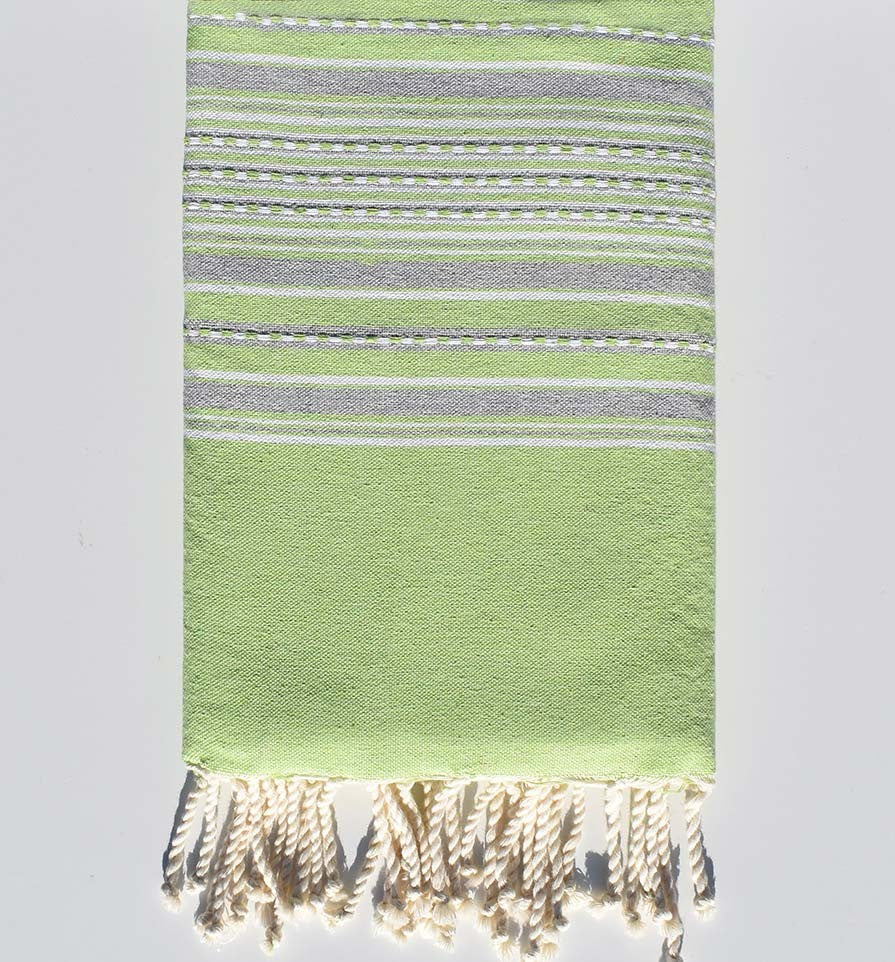 Fouta arabesque vert anis et gris Fouta Tunisia - 1