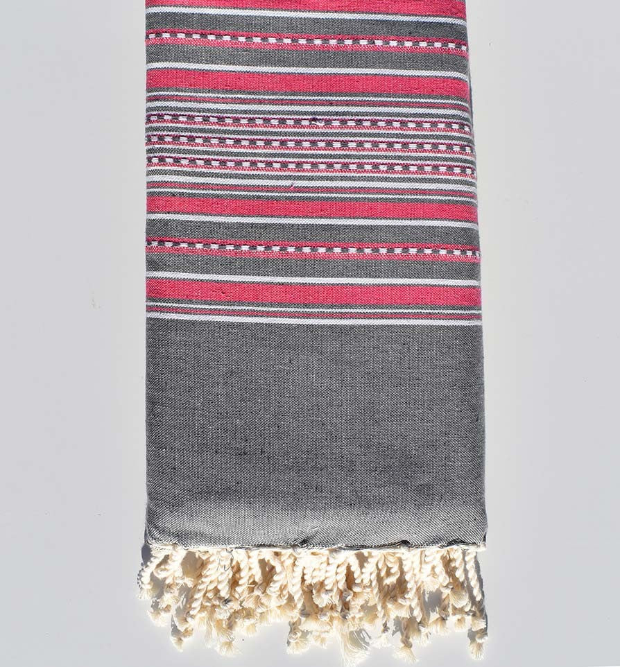 Jeté arabesque gris et rose Fouta Tunisia - 1