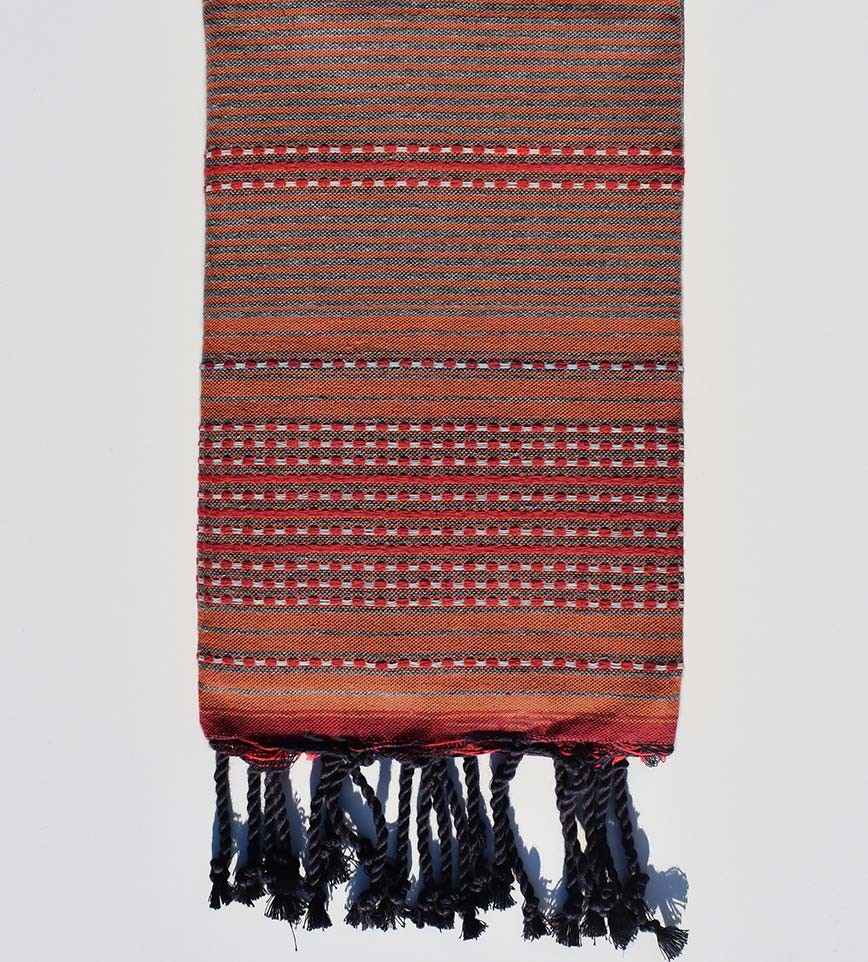 Fouta arabesque orange et gris Fouta Tunisia - 1