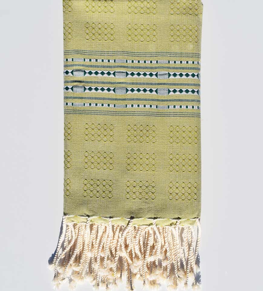 Fouta thalasso vert lichen avec motifs Fouta Tunisia - 1