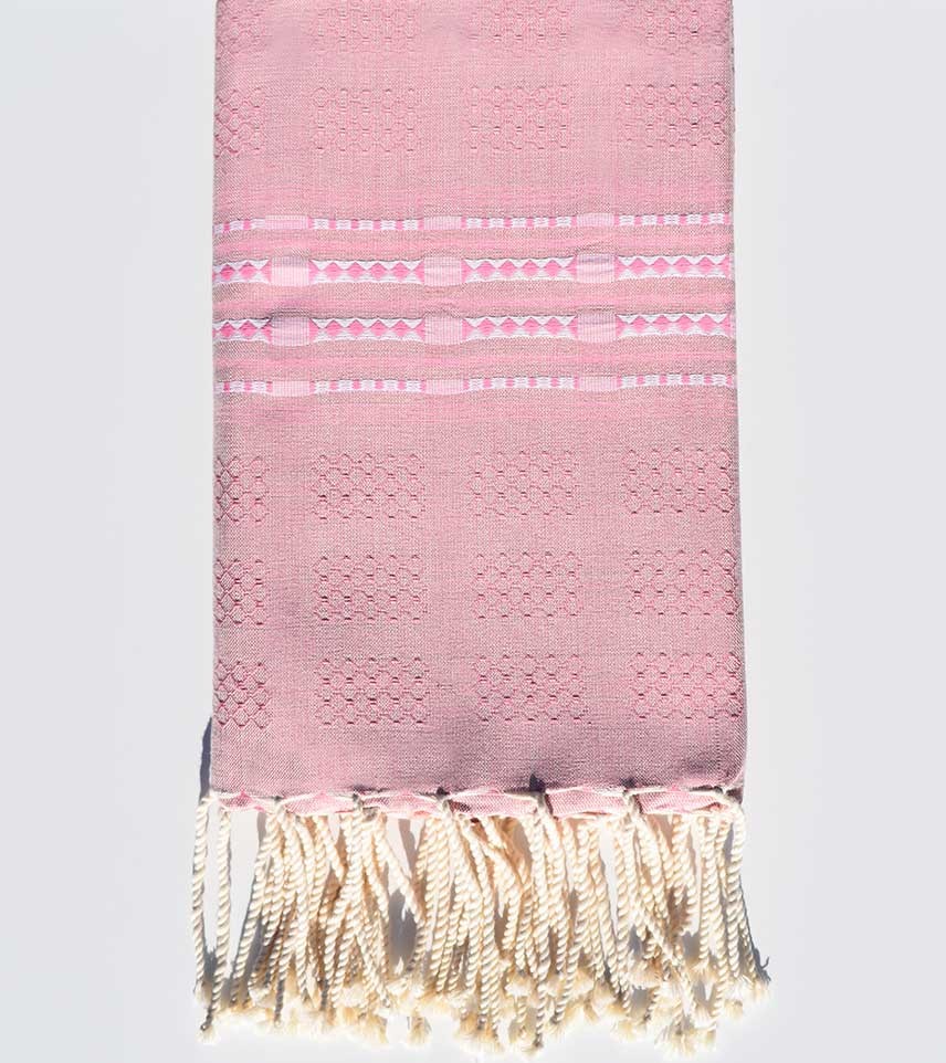 Fouta thalasso rose clair avec motifs Fouta Tunisia - 1