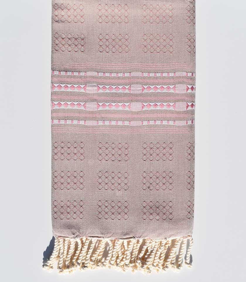Fouta thalasso rose mountbatten avec motifs Fouta Tunisia - 1