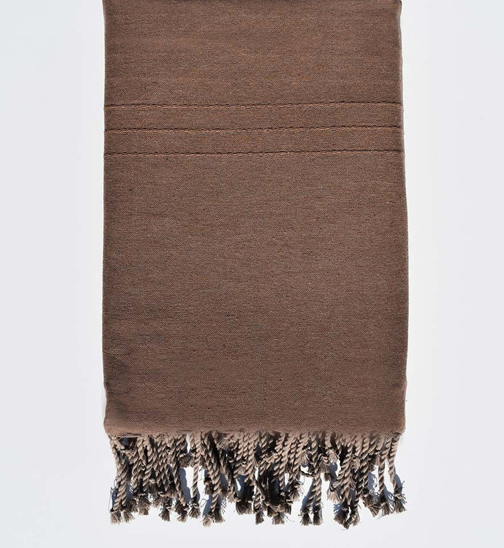Jeté unie marron cacao Fouta Tunisia - 2