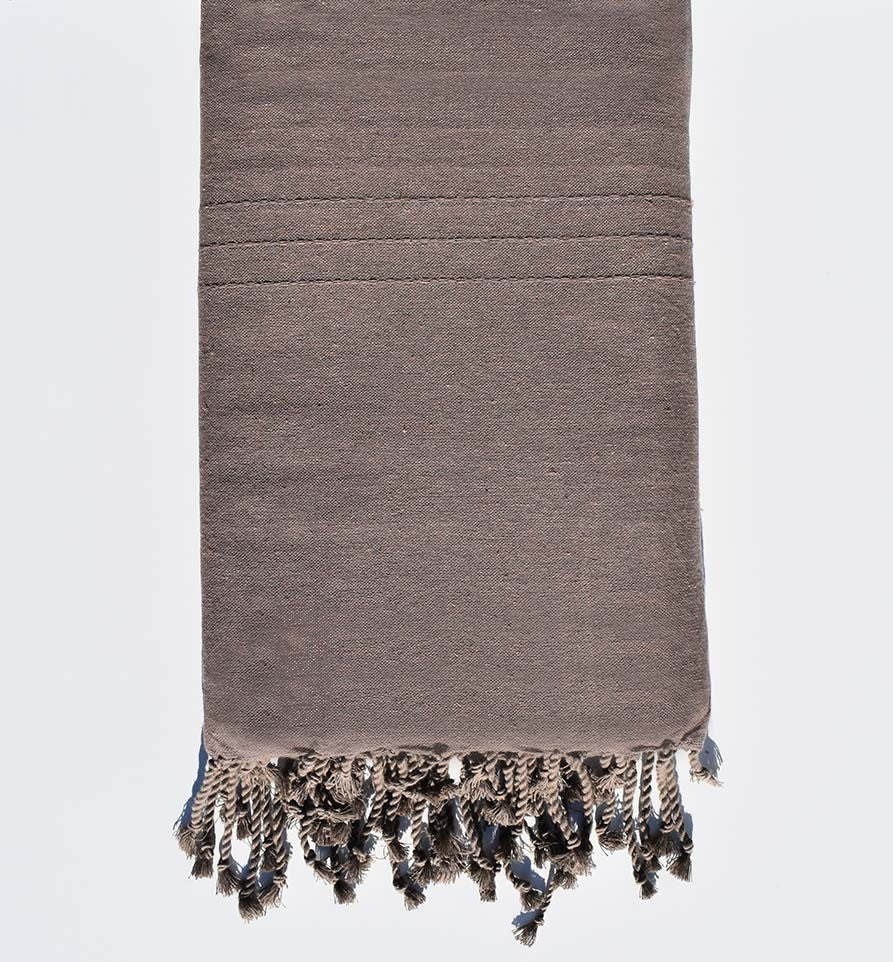 Jeté unie couleur taupe profond Fouta Tunisia - 1