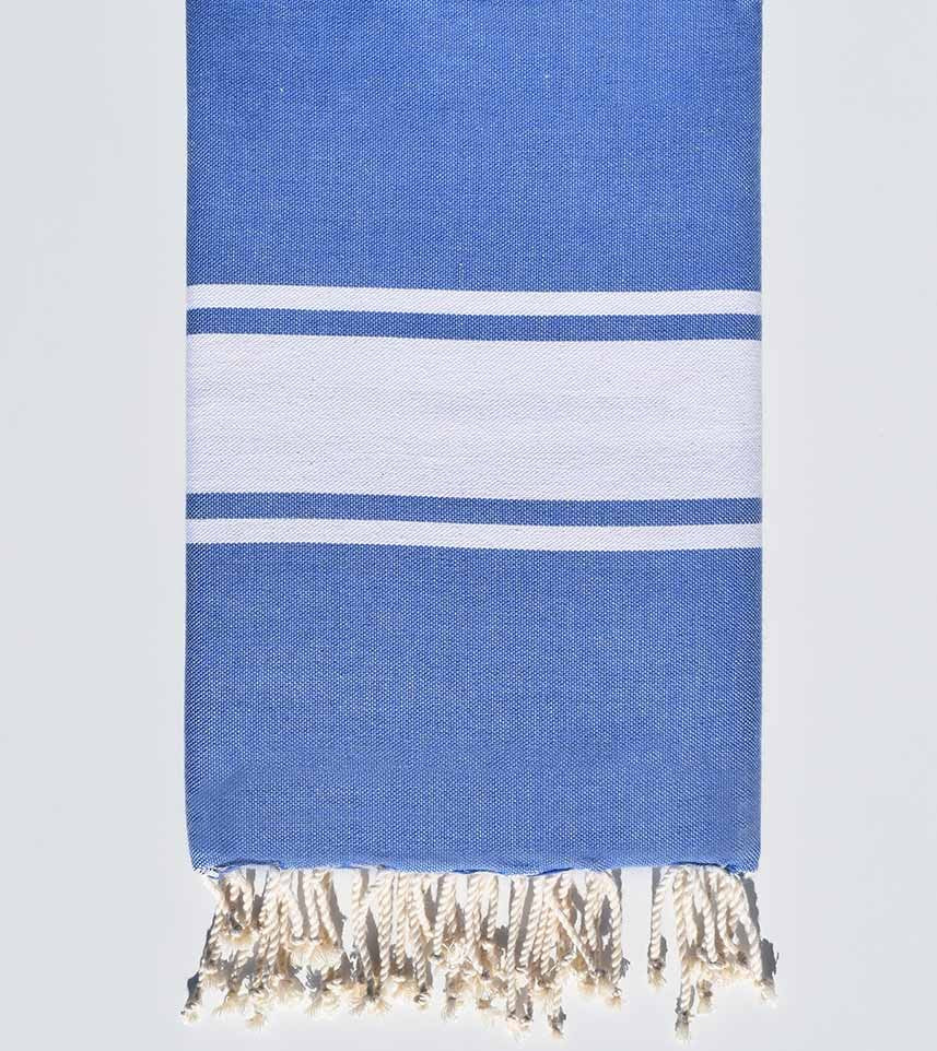 Fouta Plate bleu jean bande blanche Fouta Tunisia - 1