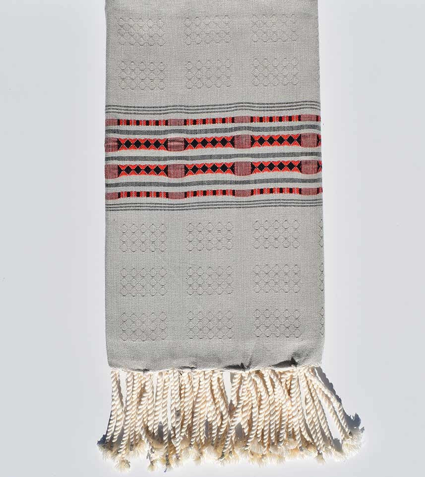 Fouta thalasso vert de gris avec motifs Fouta Tunisia - 1