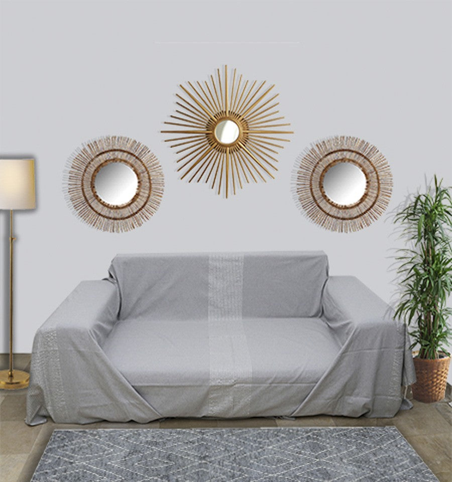 Jeté gris clair avec lurex Fouta Tunisia - 1