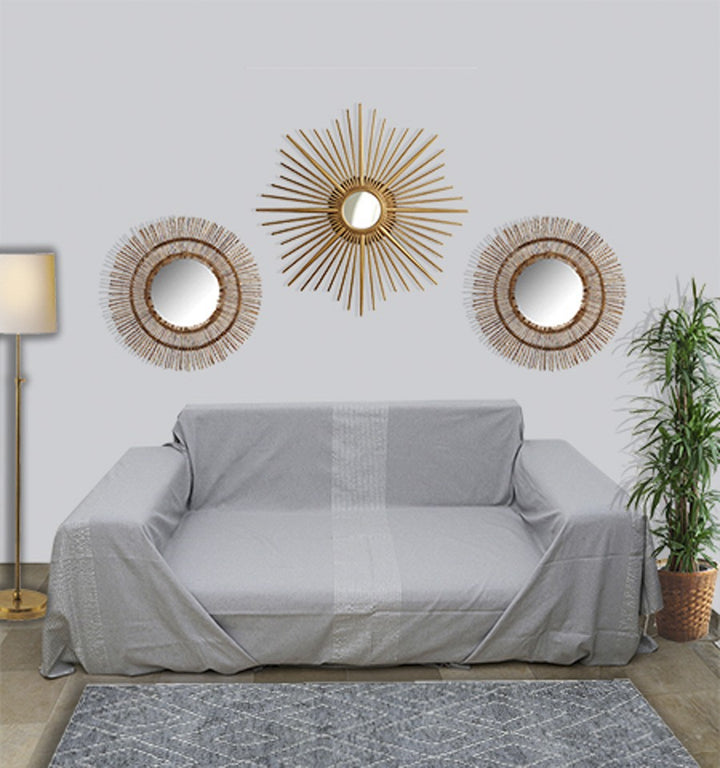 Jeté gris clair avec lurex Fouta Tunisia - 1