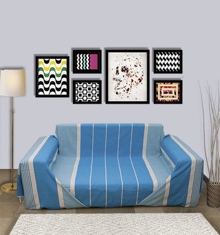 Jeté bleu Cæruleum avec rayures Fouta Tunisia - 1