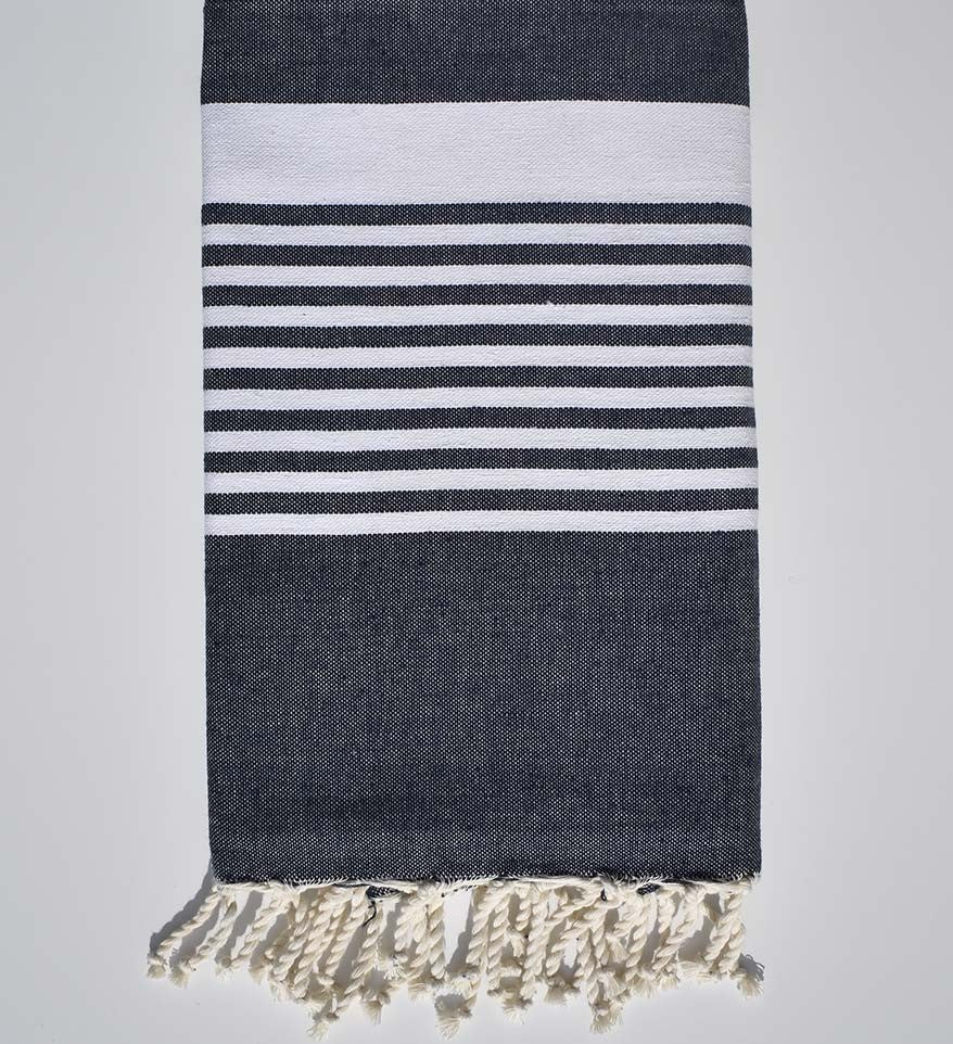 Fouta arthur bleu jean foncé Fouta Tunisia - 1