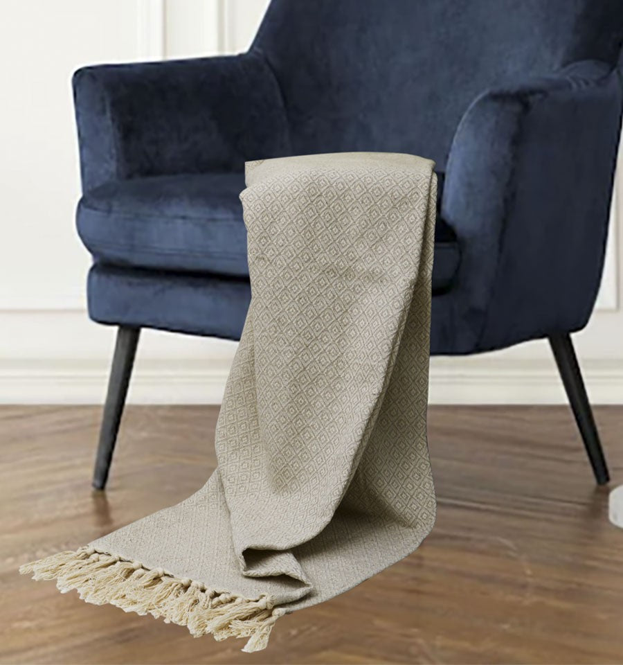 Plaid beige très clair 1.6m*1.6m Fouta Tunisia - 1