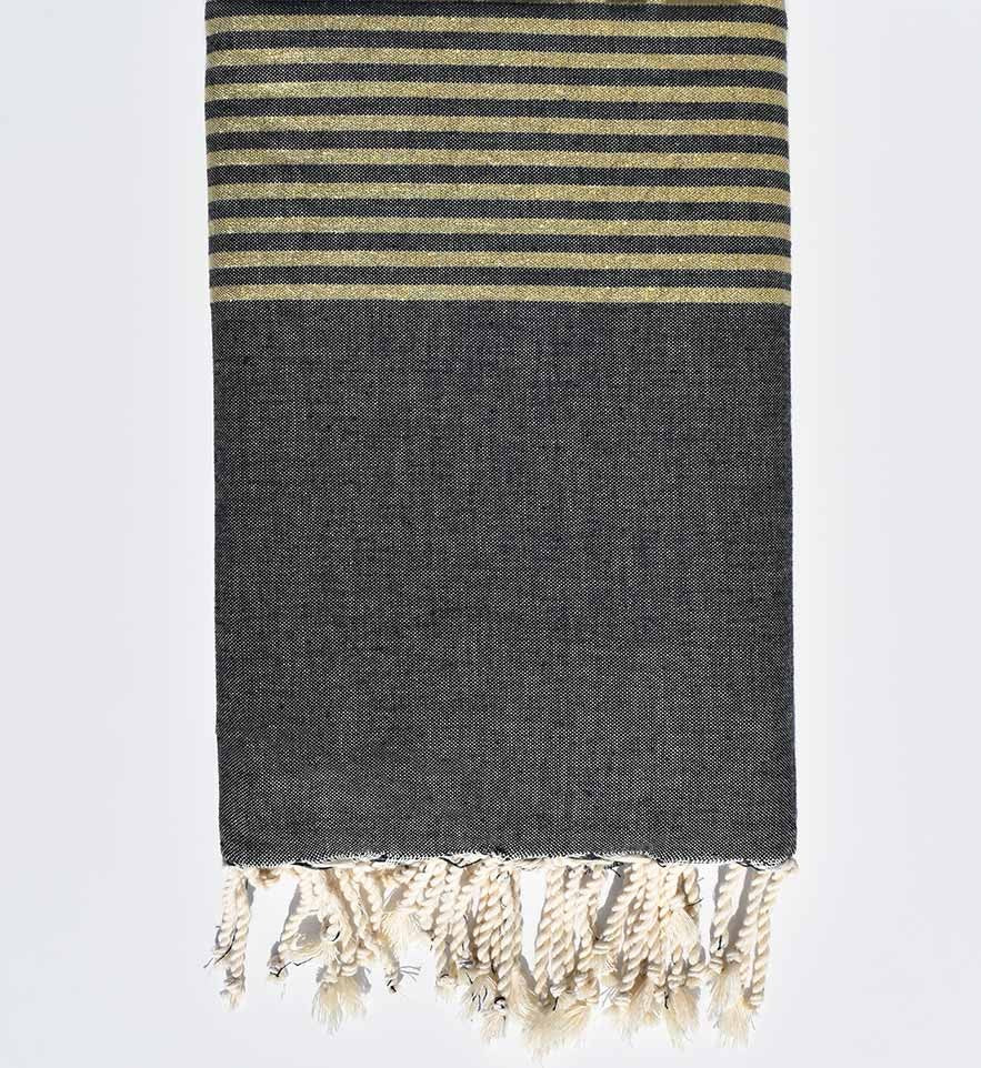 Jeté ardoise avec lurex doré Fouta Tunisia - 1