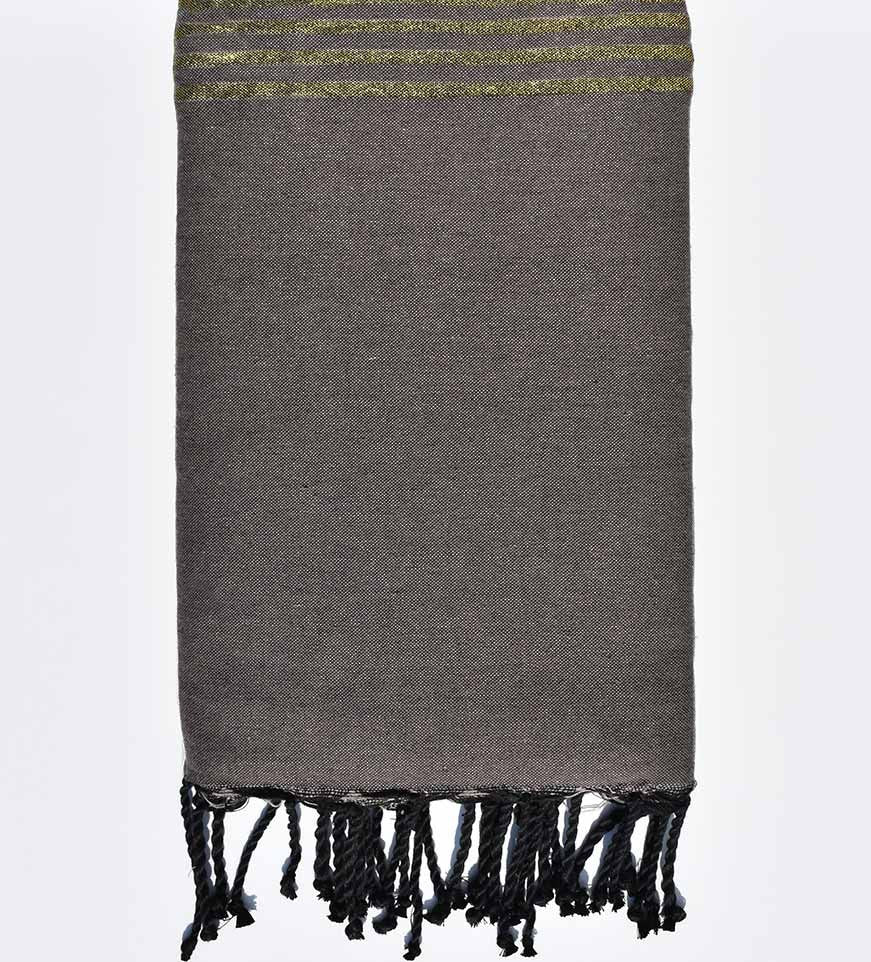 Jeté taupe avec lurex doré Fouta Tunisia - 1