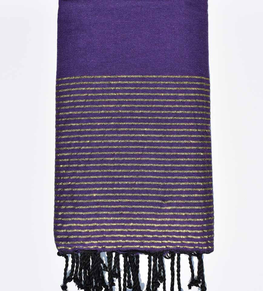 Jeté violet au fil lurex doré Fouta Tunisia - 1