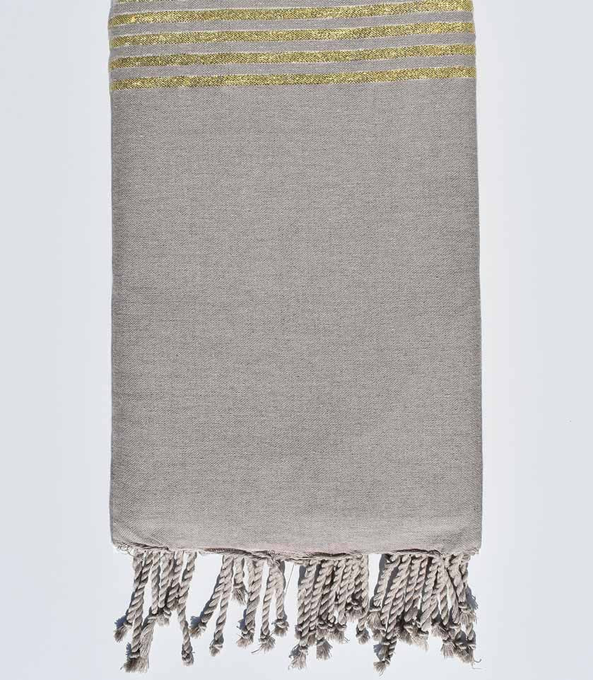 Jeté de canapé grège avec lurex doré Fouta Tunisia - 1