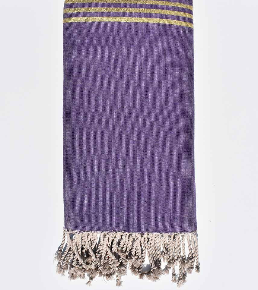 Jeté de canapé violet avec lurex doré Fouta Tunisia - 1