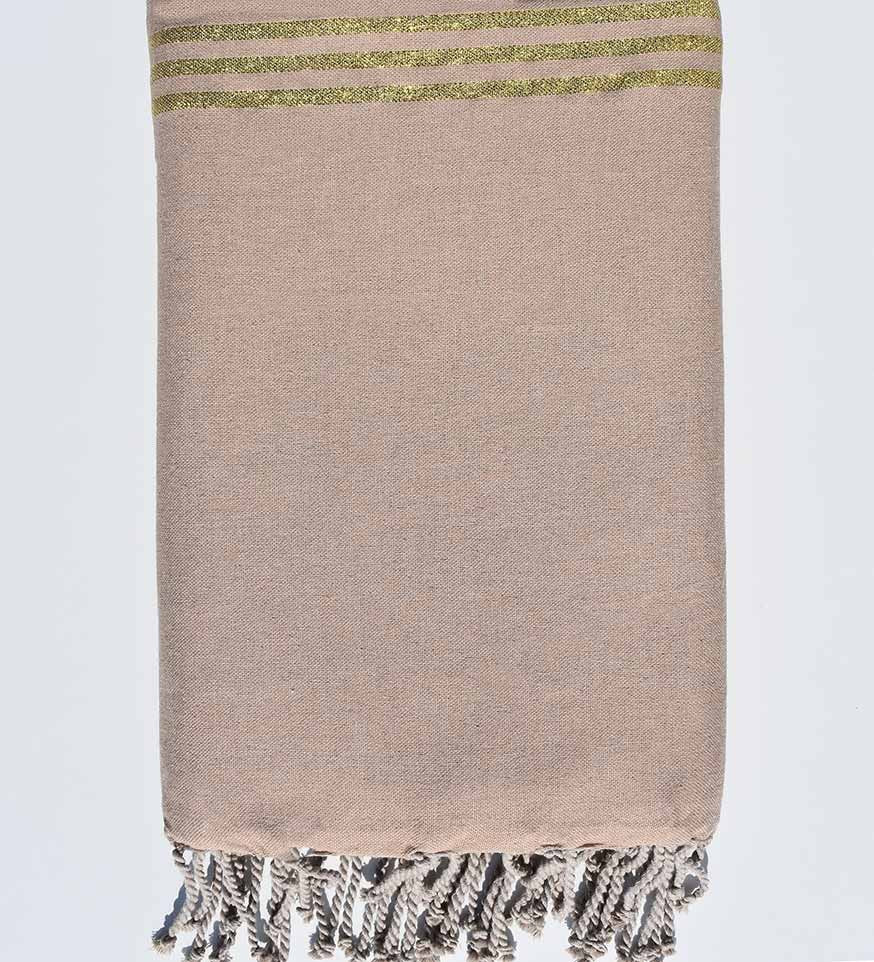 Jeté de canapé beige avec lurex doré Fouta Tunisia - 1