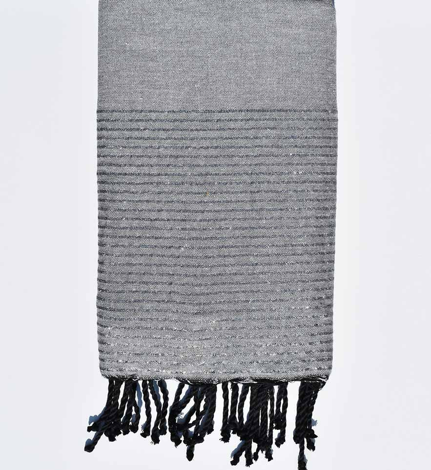 Jeté de canapé gris souris avec lurex argent Fouta Tunisia - 1