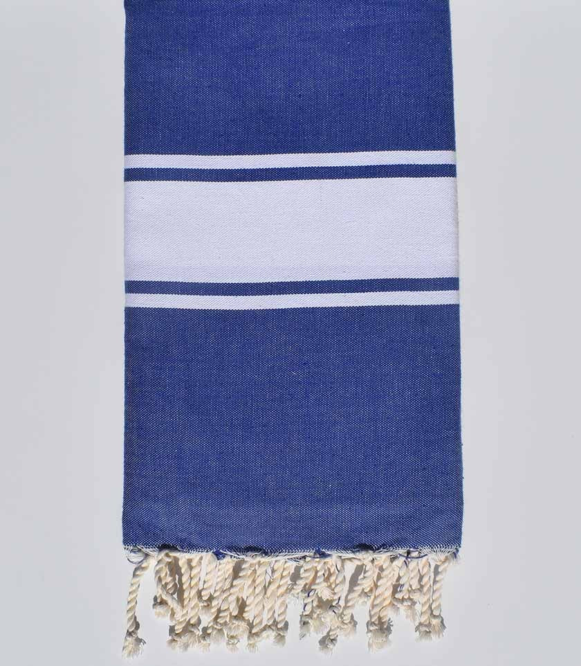 Fouta plate bleu bandes blanche Fouta Tunisia - 1