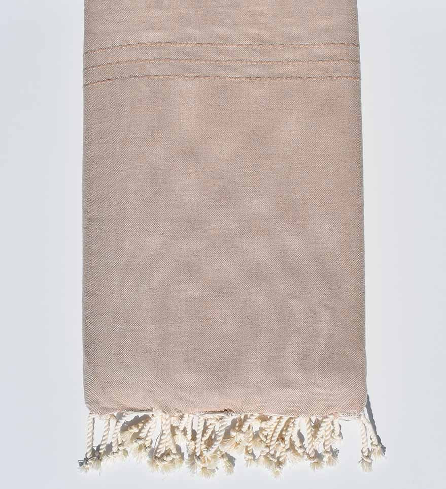 Jeté de lit unie beige Fouta Tunisia - 1