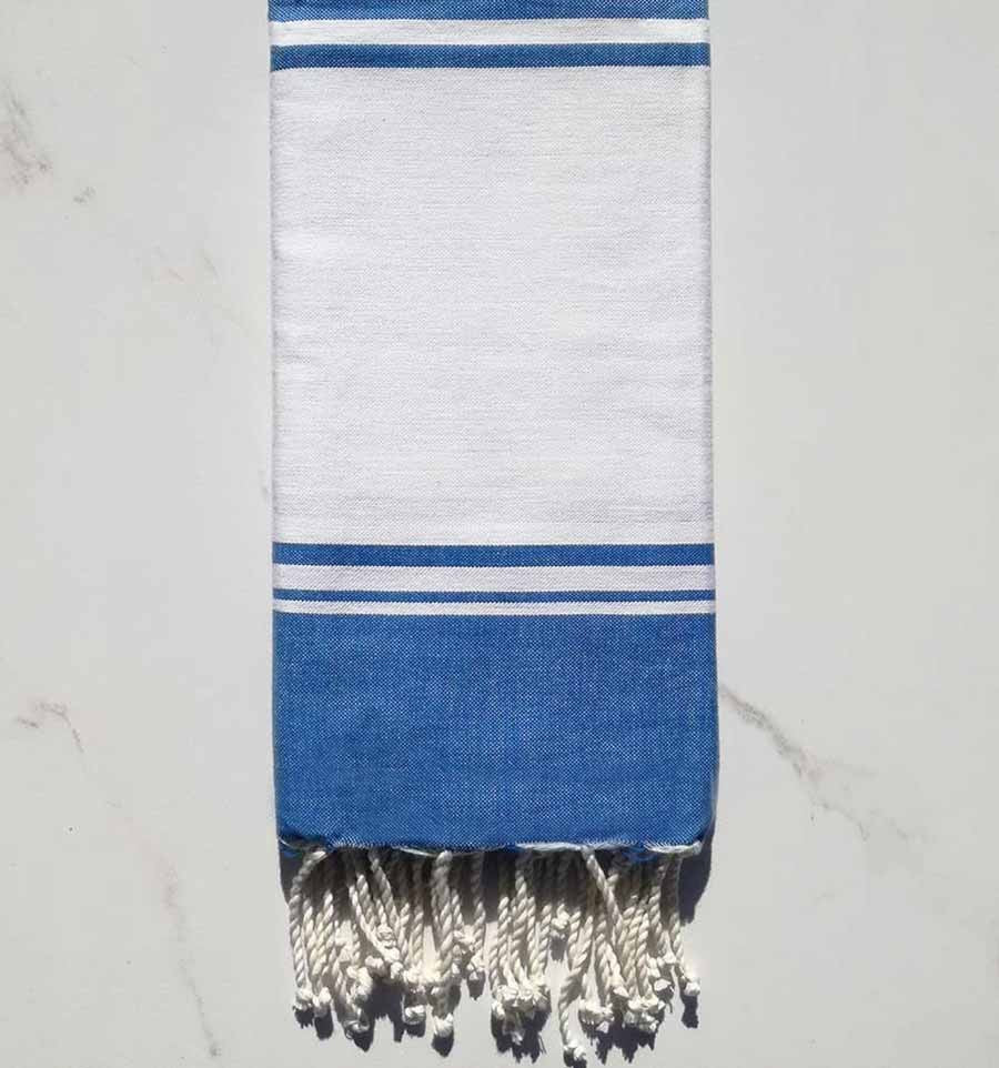 Fouta Plate milano blanche et bleu Fouta Tunisia - 2