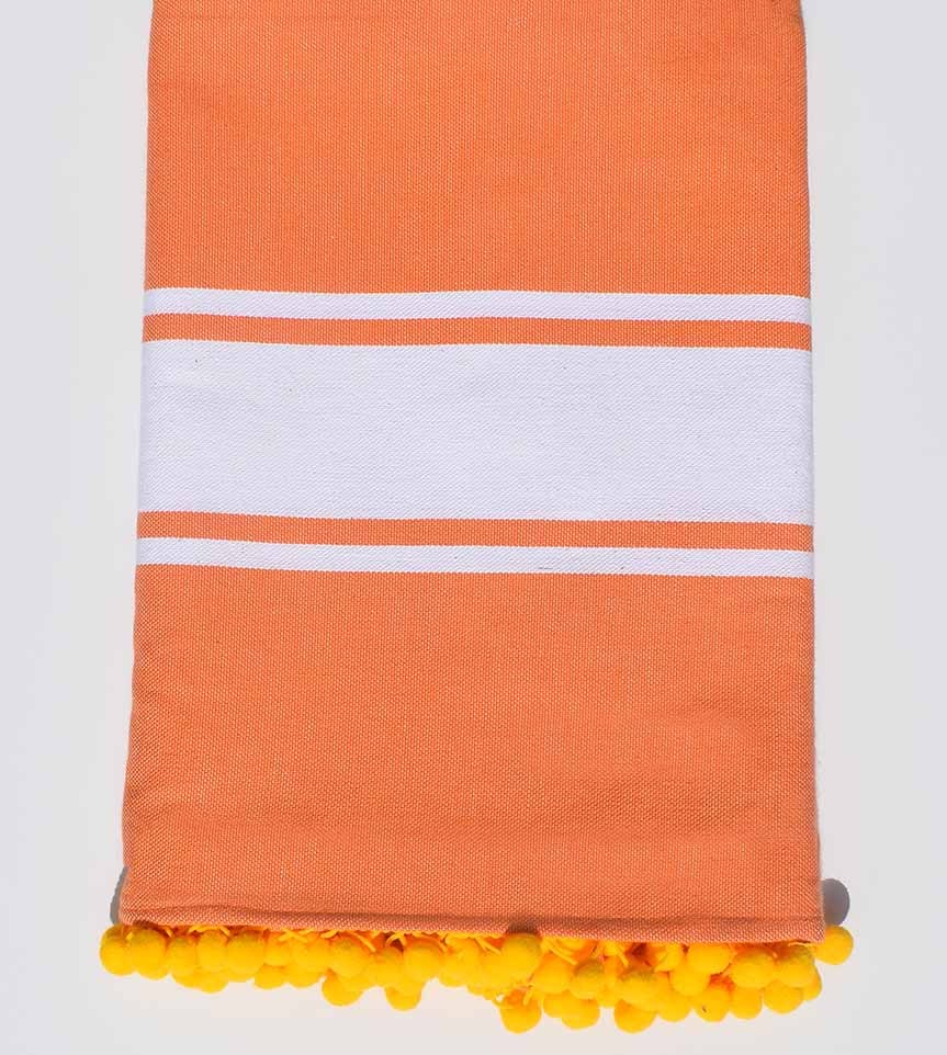 Fouta orange avec pompons Fouta Tunisia - 1